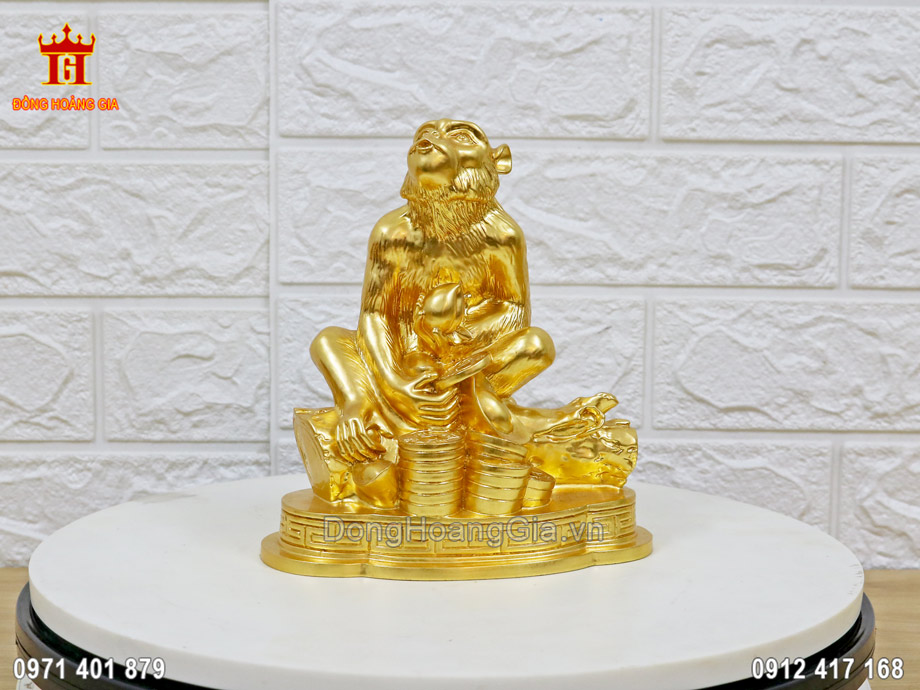 Tượng Khỉ mạ vàng 24k - Quà tặng ý nghĩa cho sếp tuổi Thân, Tý, Thìn